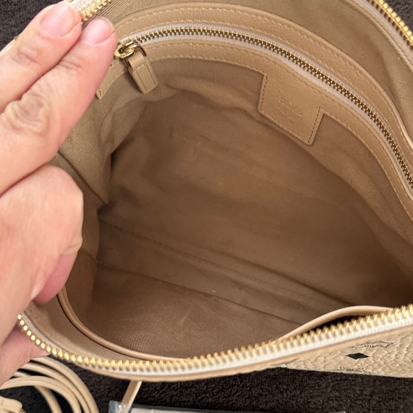 MCM Beige and Black Logo Clutch - Picture 4 of 5